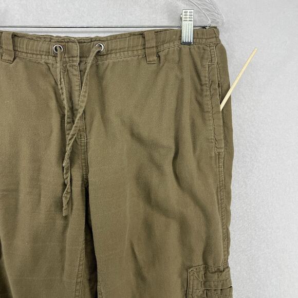 EILEEN FISHER Pants PM Organic Cotton Canvas Cargo Utility Cropped Tapered Green - Picture 10 of 15